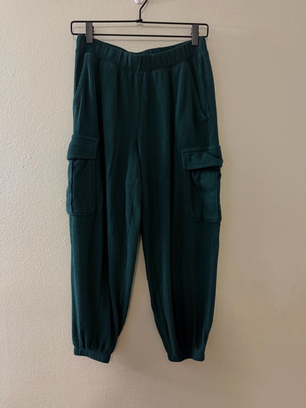 Aerie Forest Green Waffle Knit Cargo Joggers Lounge Pants Size S